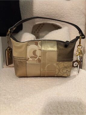 Coach Metallic Gold Patchwork Mini Shoulder Bag